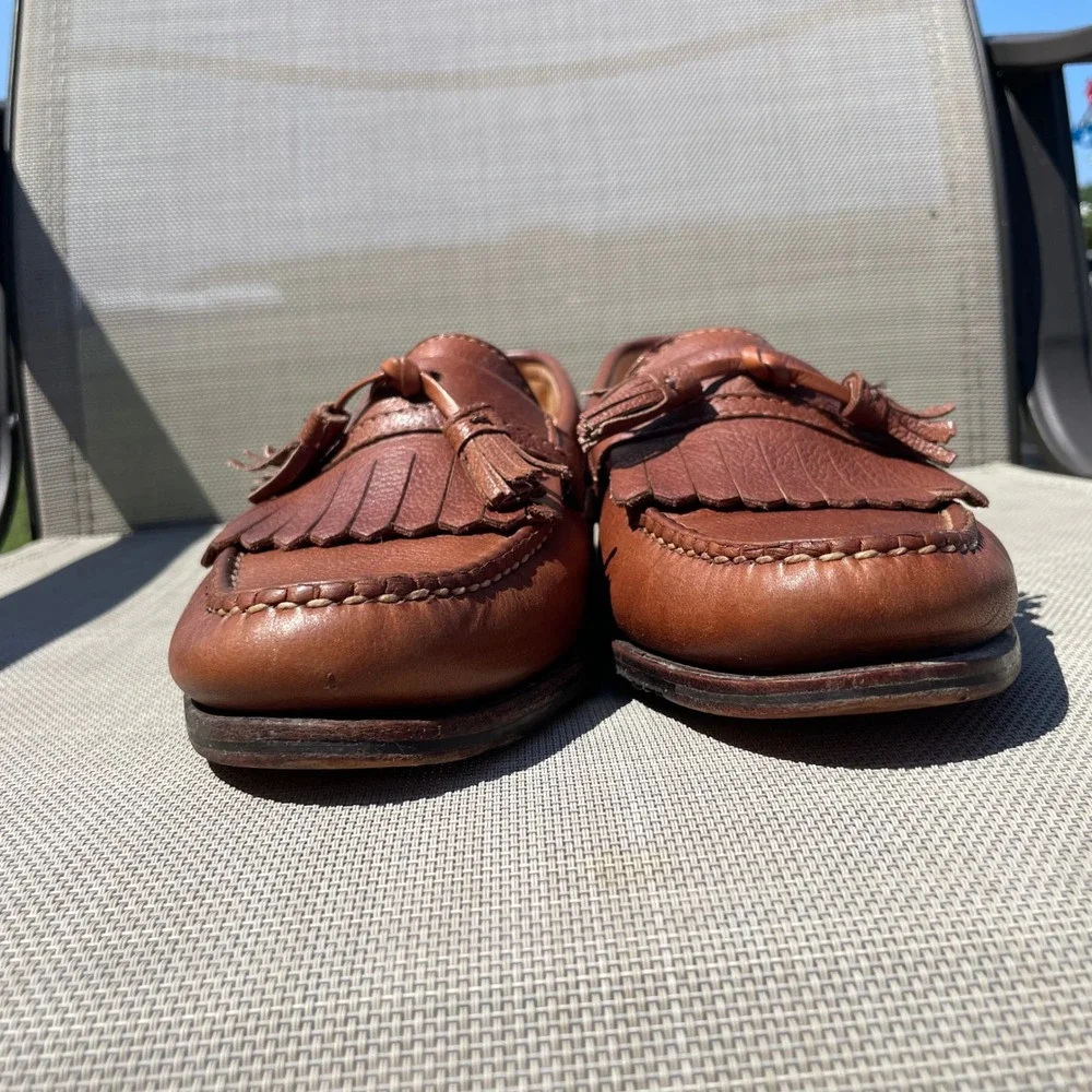 Allen Edmonds Danforth Mens Brown Leather Tassel Kiltie Loafers Size 9.5 D